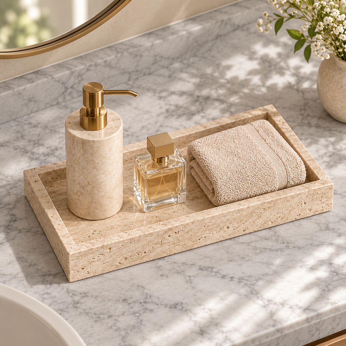 Close-up detail of a luxury-style bathroom accessory
